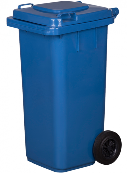 Kosz na śmieci na kółkach niebieski 120l