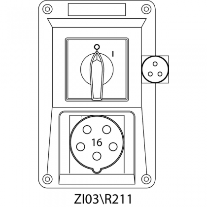 Zestaw instalacyjny ZI03/R221 z rozłącznikiem 16A/230V 5P czerwony