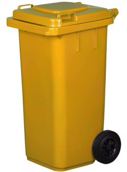Kosz na śmieci na kółkach 120l żółty