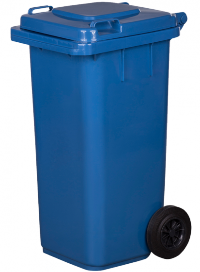 Kosz na śmieci na kółkach niebieski 120l 