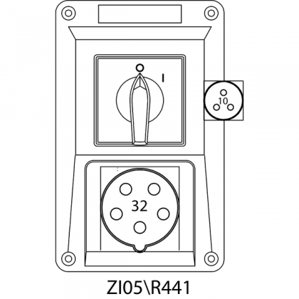 Zestaw instalacyjny ZI05/R441 z rozłącznikiem 32A/230V 5P czerwony