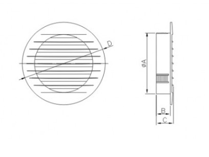 Kratka wentylacyjna okrągła KRO 125 007-0185 Dospel wymiary