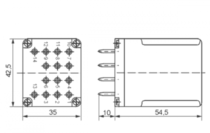 Przekaźnik elektromagnetyczny R15-1014-23-1024-KLD rysunek techniczny