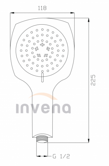 Słuchawka natryskowa biała trzyfunkcyjna Elea AS-82-001 Invena wymiary