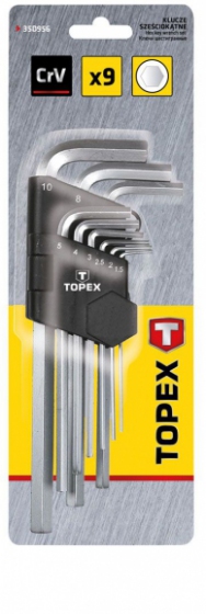 Zestaw kluczy sześciokątnych 1.5-10mm 9szt. 35D956 TOPEX opakowanie