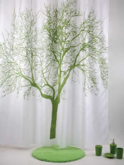 Zasłona prysznicowa TREE BONSAI 1,8x2m zielony Bisk aranżacja