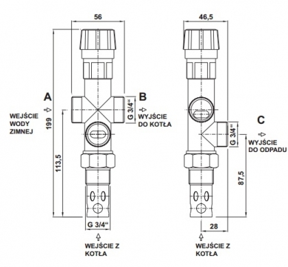 Zawór DBV 1 Termostatyczny Dwufunkcyjny Schładzający REGULUS