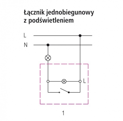 Wyłącznik pojedynczy z podświetleniem ŁP-1YS/m/00 Impresja Ospel podłączenie