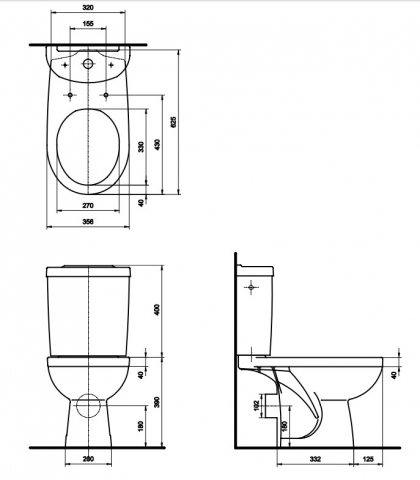 Kompakt WC PRIMO 3/6L poziomy K89004 Koło bez deski